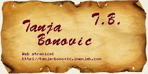 Tanja Bonović vizit kartica
